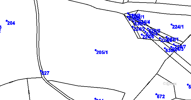 Parcela st. 205/1 v KÚ Načetín u Drahotína, Katastrální mapa