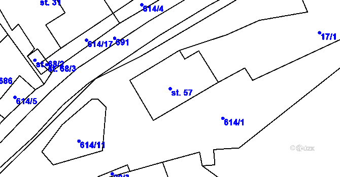 Parcela st. 57 v KÚ Šidlákov, Katastrální mapa