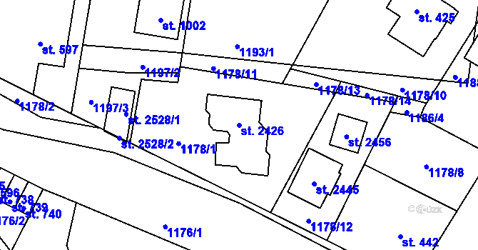 Parcela st. 2426 v KÚ Drahotuše, Katastrální mapa