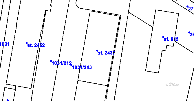 Parcela st. 2437 v KÚ Drahotuše, Katastrální mapa