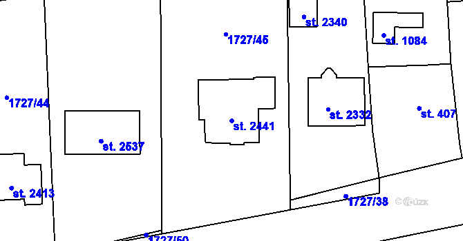 Parcela st. 2441 v KÚ Drahotuše, Katastrální mapa