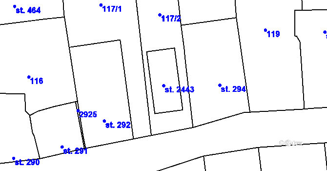 Parcela st. 2443 v KÚ Drahotuše, Katastrální mapa