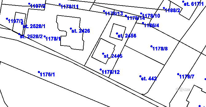 Parcela st. 2445 v KÚ Drahotuše, Katastrální mapa