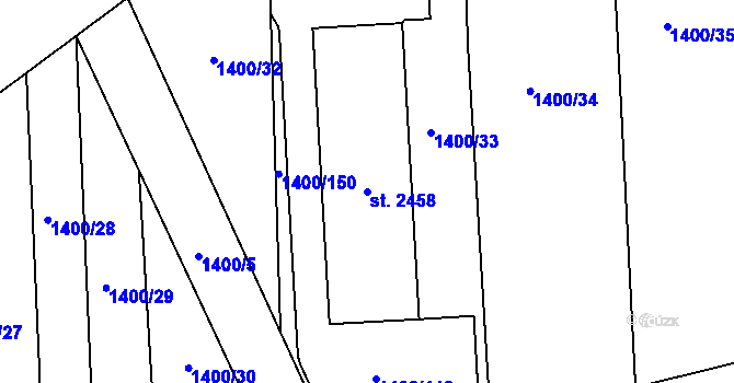 Parcela st. 2458 v KÚ Drahotuše, Katastrální mapa