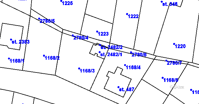 Parcela st. 2482/1 v KÚ Drahotuše, Katastrální mapa