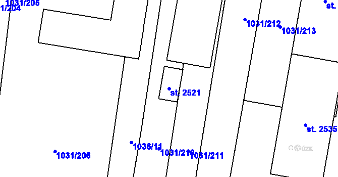 Parcela st. 2521 v KÚ Drahotuše, Katastrální mapa