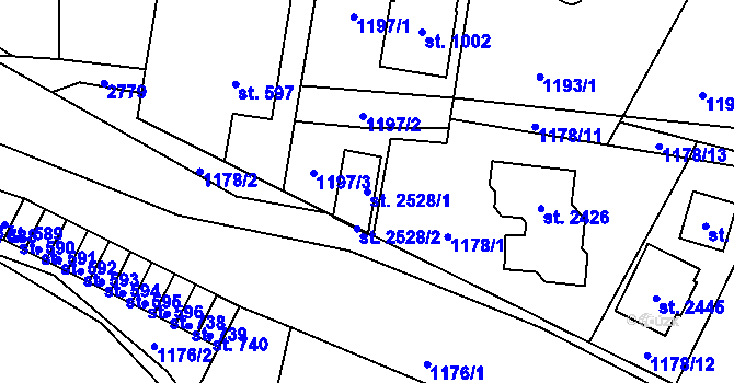 Parcela st. 2528/1 v KÚ Drahotuše, Katastrální mapa