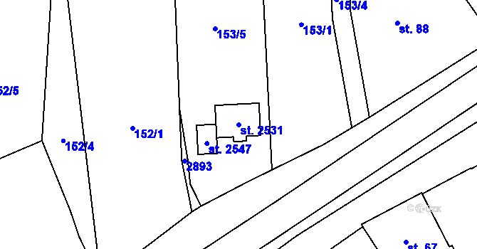Parcela st. 2531 v KÚ Drahotuše, Katastrální mapa