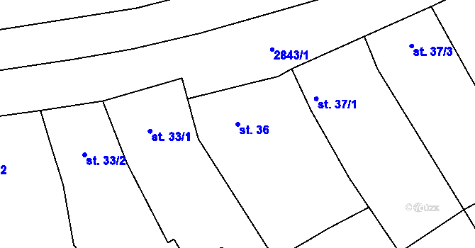 Parcela st. 36 v KÚ Drahotuše, Katastrální mapa