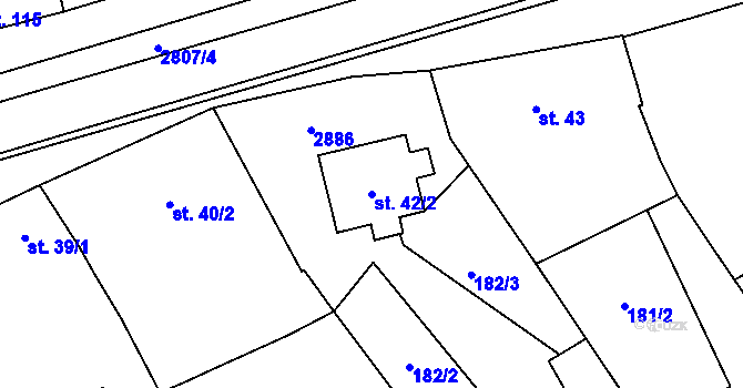 Parcela st. 42/2 v KÚ Drahotuše, Katastrální mapa