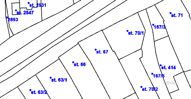 Parcela st. 67 v KÚ Drahotuše, Katastrální mapa