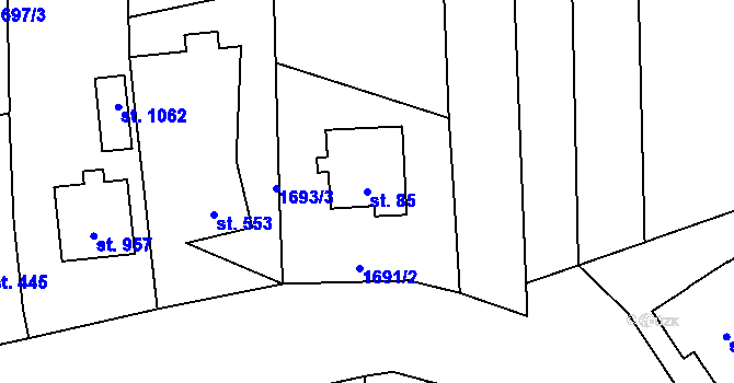 Parcela st. 85 v KÚ Drahotuše, Katastrální mapa