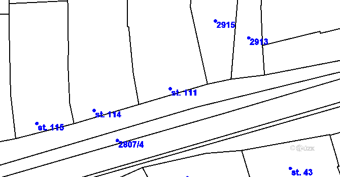 Parcela st. 111 v KÚ Drahotuše, Katastrální mapa