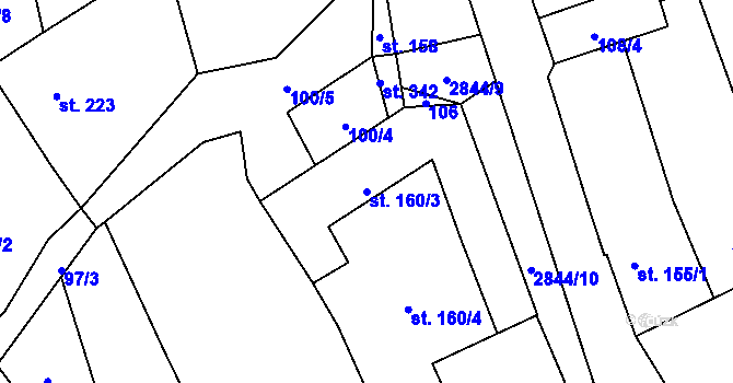 Parcela st. 160/3 v KÚ Drahotuše, Katastrální mapa
