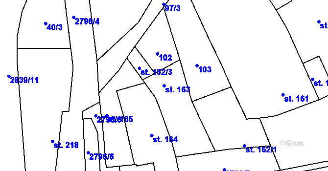 Parcela st. 163 v KÚ Drahotuše, Katastrální mapa