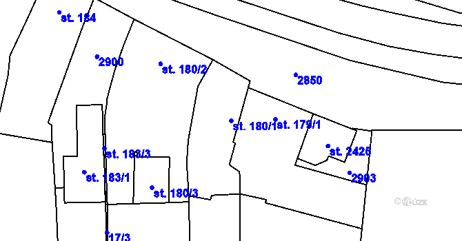 Parcela st. 180/1 v KÚ Drahotuše, Katastrální mapa