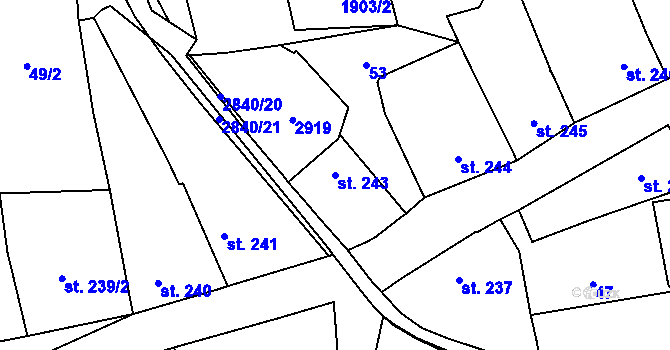 Parcela st. 243 v KÚ Drahotuše, Katastrální mapa
