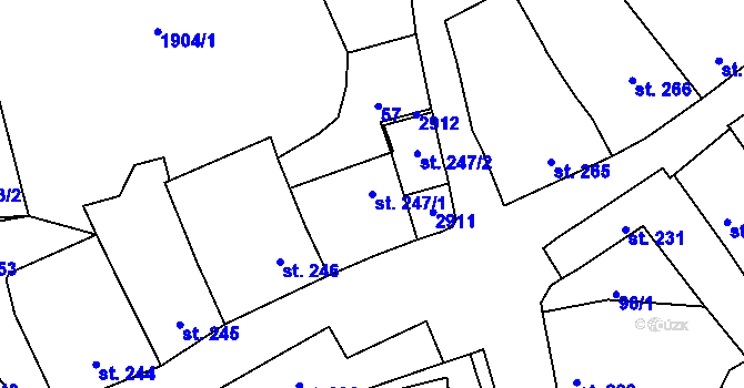 Parcela st. 247/1 v KÚ Drahotuše, Katastrální mapa