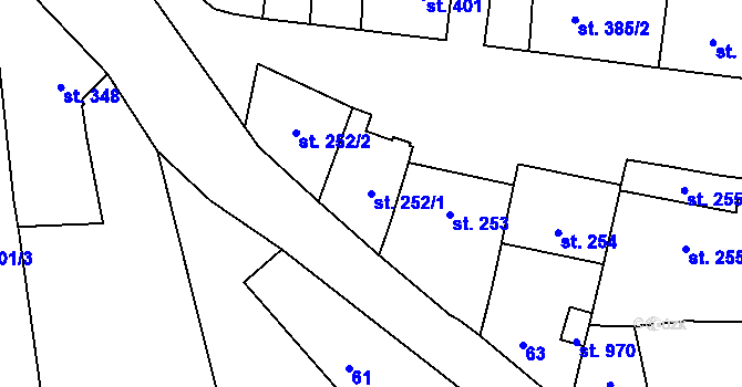 Parcela st. 252/1 v KÚ Drahotuše, Katastrální mapa