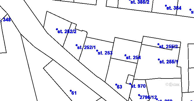 Parcela st. 253 v KÚ Drahotuše, Katastrální mapa