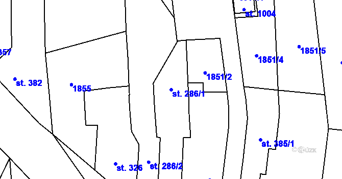 Parcela st. 286/1 v KÚ Drahotuše, Katastrální mapa