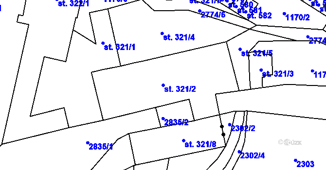 Parcela st. 321/2 v KÚ Drahotuše, Katastrální mapa