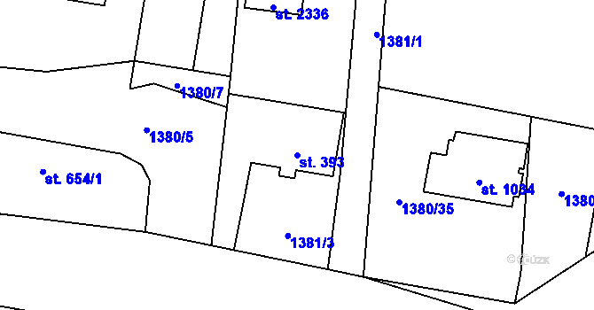 Parcela st. 393 v KÚ Drahotuše, Katastrální mapa