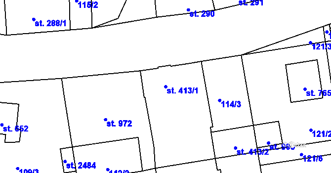 Parcela st. 413/1 v KÚ Drahotuše, Katastrální mapa