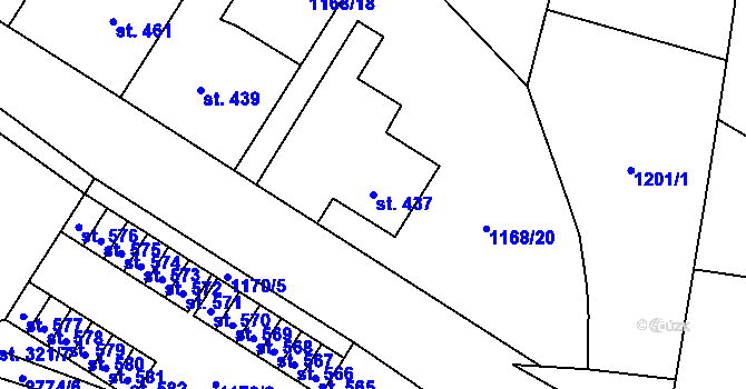 Parcela st. 437 v KÚ Drahotuše, Katastrální mapa