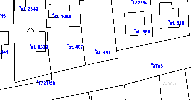 Parcela st. 444 v KÚ Drahotuše, Katastrální mapa