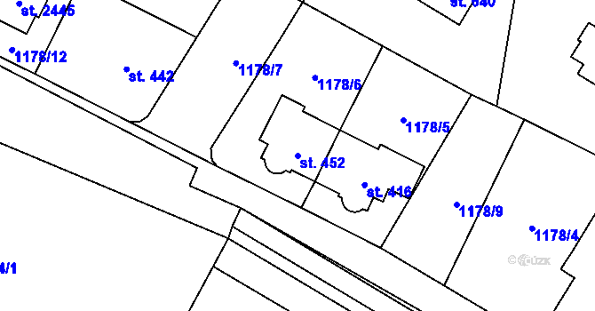Parcela st. 452 v KÚ Drahotuše, Katastrální mapa