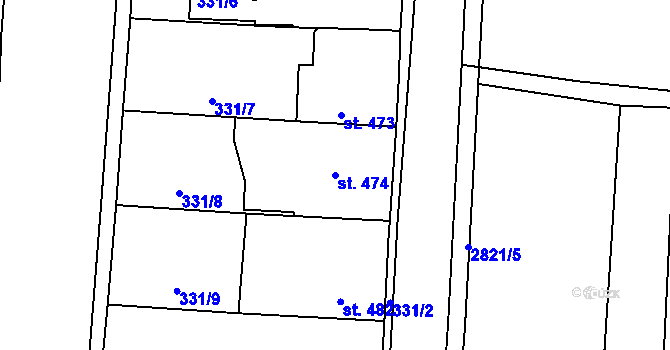 Parcela st. 474 v KÚ Drahotuše, Katastrální mapa