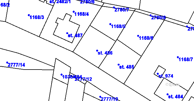 Parcela st. 486 v KÚ Drahotuše, Katastrální mapa