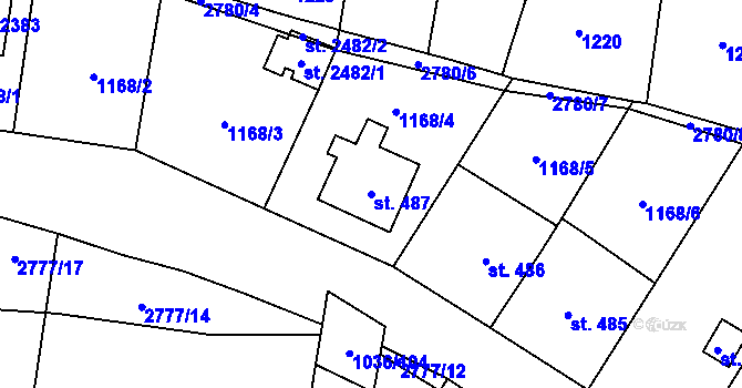 Parcela st. 487 v KÚ Drahotuše, Katastrální mapa