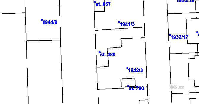Parcela st. 489 v KÚ Drahotuše, Katastrální mapa
