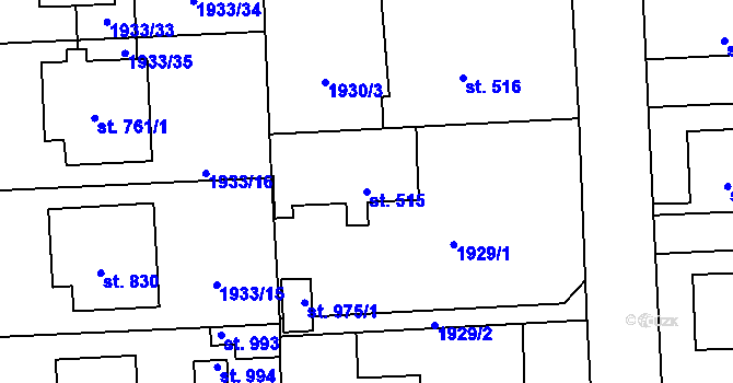 Parcela st. 515 v KÚ Drahotuše, Katastrální mapa