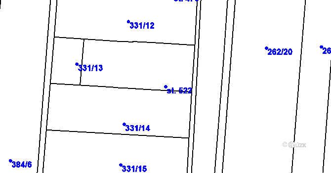 Parcela st. 522 v KÚ Drahotuše, Katastrální mapa