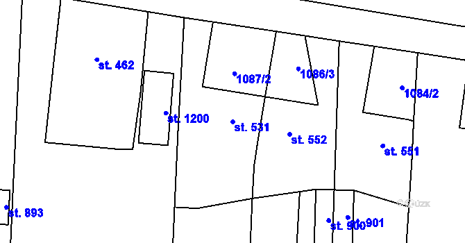 Parcela st. 531 v KÚ Drahotuše, Katastrální mapa