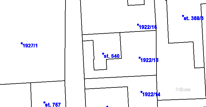 Parcela st. 540 v KÚ Drahotuše, Katastrální mapa