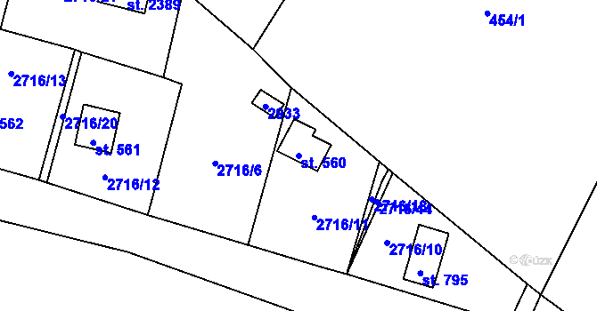 Parcela st. 560 v KÚ Drahotuše, Katastrální mapa