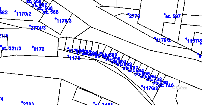 Parcela st. 589 v KÚ Drahotuše, Katastrální mapa