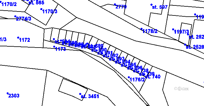 Parcela st. 592 v KÚ Drahotuše, Katastrální mapa