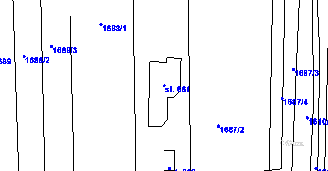 Parcela st. 661 v KÚ Drahotuše, Katastrální mapa