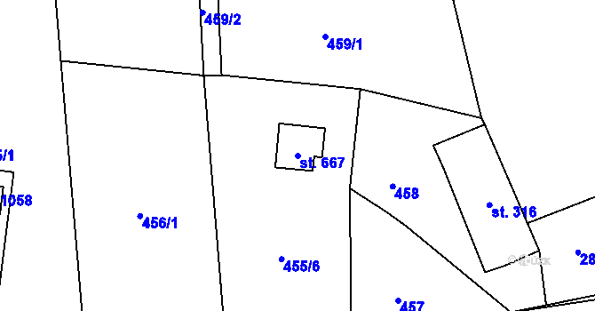 Parcela st. 667 v KÚ Drahotuše, Katastrální mapa