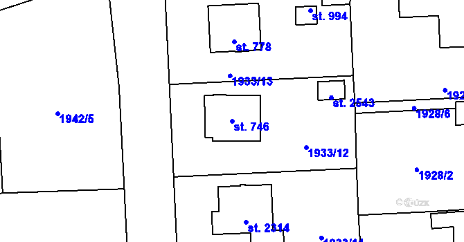 Parcela st. 746 v KÚ Drahotuše, Katastrální mapa