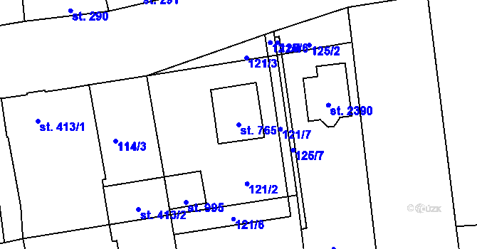 Parcela st. 765 v KÚ Drahotuše, Katastrální mapa