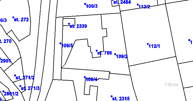 Parcela st. 786 v KÚ Drahotuše, Katastrální mapa