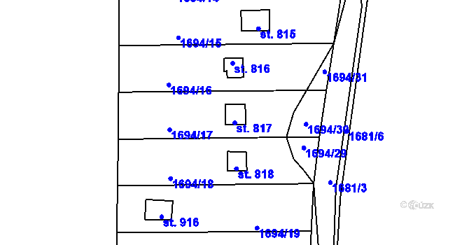 Parcela st. 817 v KÚ Drahotuše, Katastrální mapa