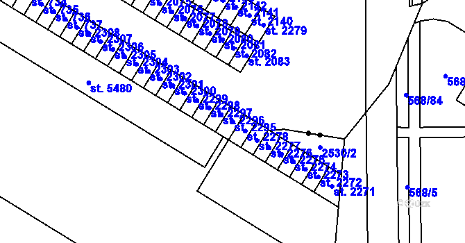 Parcela st. 2295 v KÚ Drahotuše, Katastrální mapa