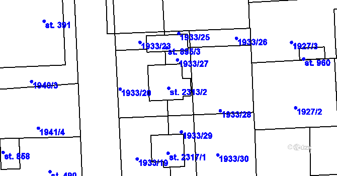 Parcela st. 2313/2 v KÚ Drahotuše, Katastrální mapa